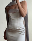 Vintage 90s Satin Classic Bow Bridesmaid Dress with Large Sash Baby Pink