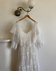 Vintage 70s Tiered Lace Ruffle Wedding Gown