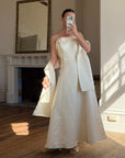 Vintage 90s Plus Size Satin Minimal Bow Wedding Dress and Sash