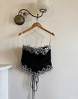 Vintage 90s Black Lace Up Corset with Contrast Flowers
