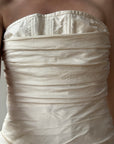 Vintage Y2K Pure Silk Taffeta Gathered Fishtail Wedding Gown