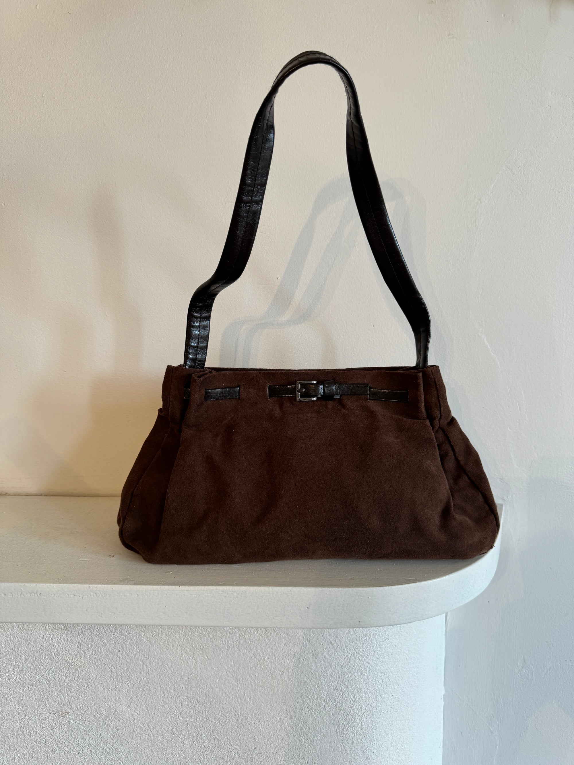 Vintage 90s Suede Buckle Handbag