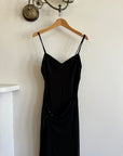 Vintage 90s Strappy Pantsuit with Sheer Skirt Overlay Noir