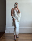 Vintage 90s Satin and Lace Slip and Cape Set Ivory
