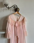 Vintage Pink Pleated Frill Tie Peignoir Cape
