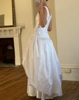 Vintage 90s Strappy Wedding Dress With Rosette Cape Pearl