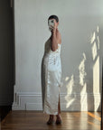 Vintage 90s Ivory Satin Column Midi with Rosette