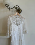 Vintage 1920s Mesh Lace Floral Drop Waist Wedding Dress