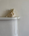 Vintage Crushed Satin Bridal Pouch Bag with Rope Strap