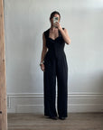 Vintage 90s Tailored Crepe Jumpsuit Black