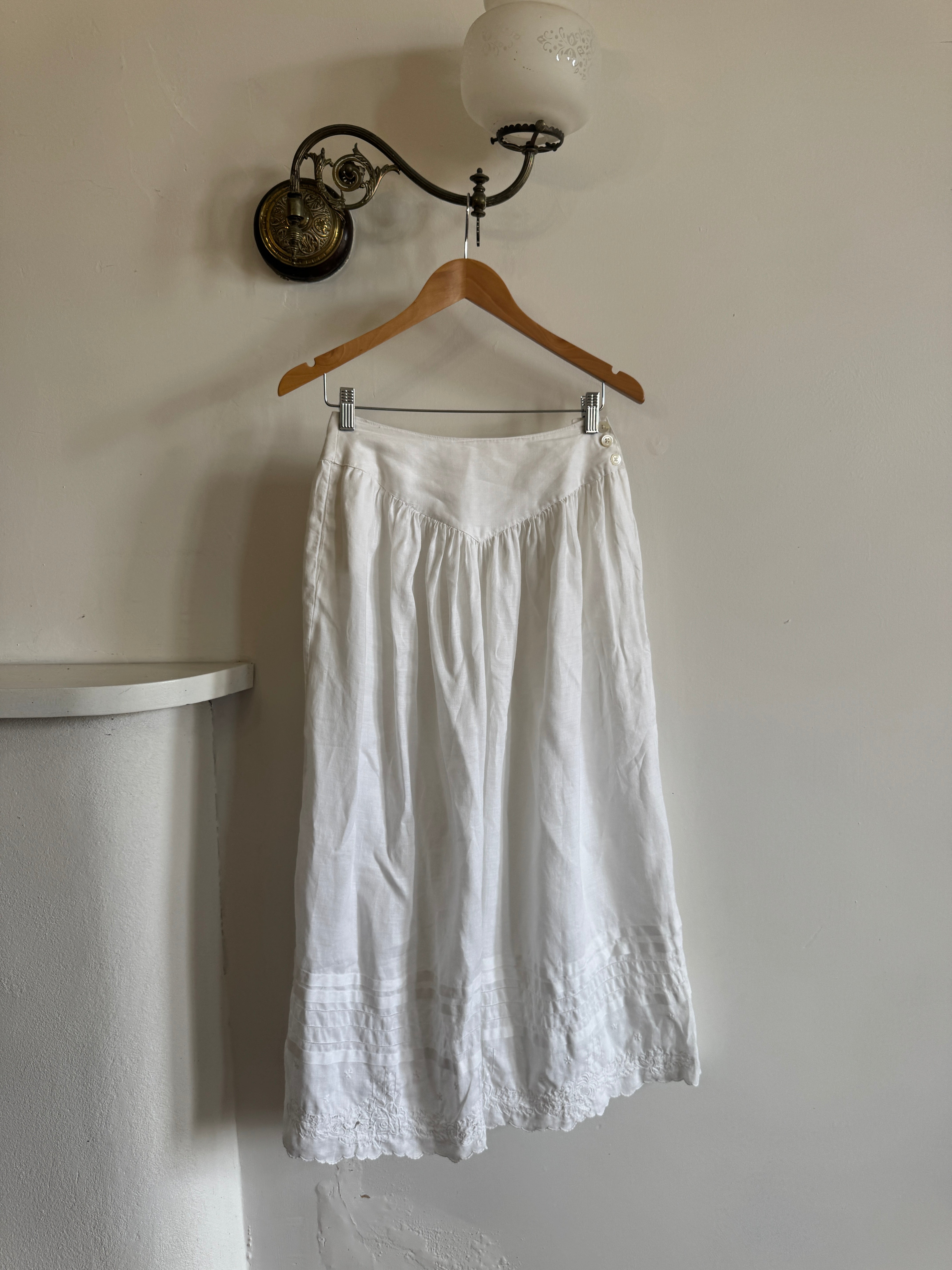 Vintage Edwardian Cotton Basque Waist Skirt