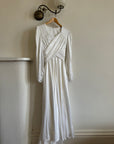 Vintage 60s Ivory Satin Draped Wedding Dress With Train