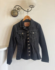 Vintage 90s Black Denim Contrast Stitch Top