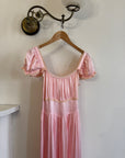Vintage 30s Baby Pink Liquid Satin Slip with Creme Lace Trim