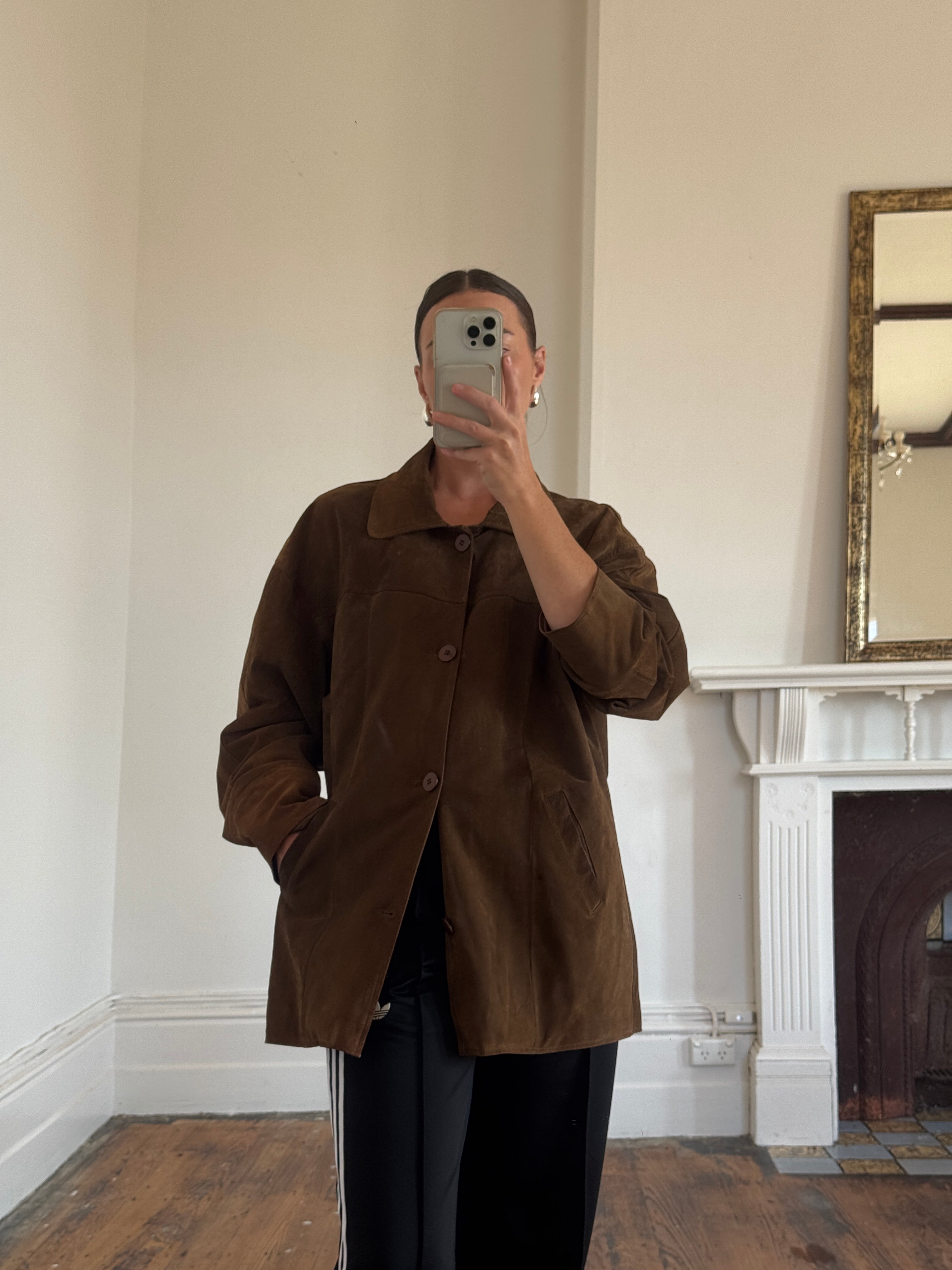 Vintage 90s Cognac Suede Barn Jacket