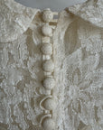 Vintage 40s Collared Lace Wedding Gown With Train
