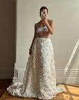 Vintage Y2K Rosette Bridal Skirt with Train