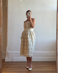 Vintage 70s Victor Costa 3D Lace Column Dress Creme