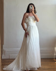 Vintage Y2K Cupcake Strapless Chiffon Wedding Gown