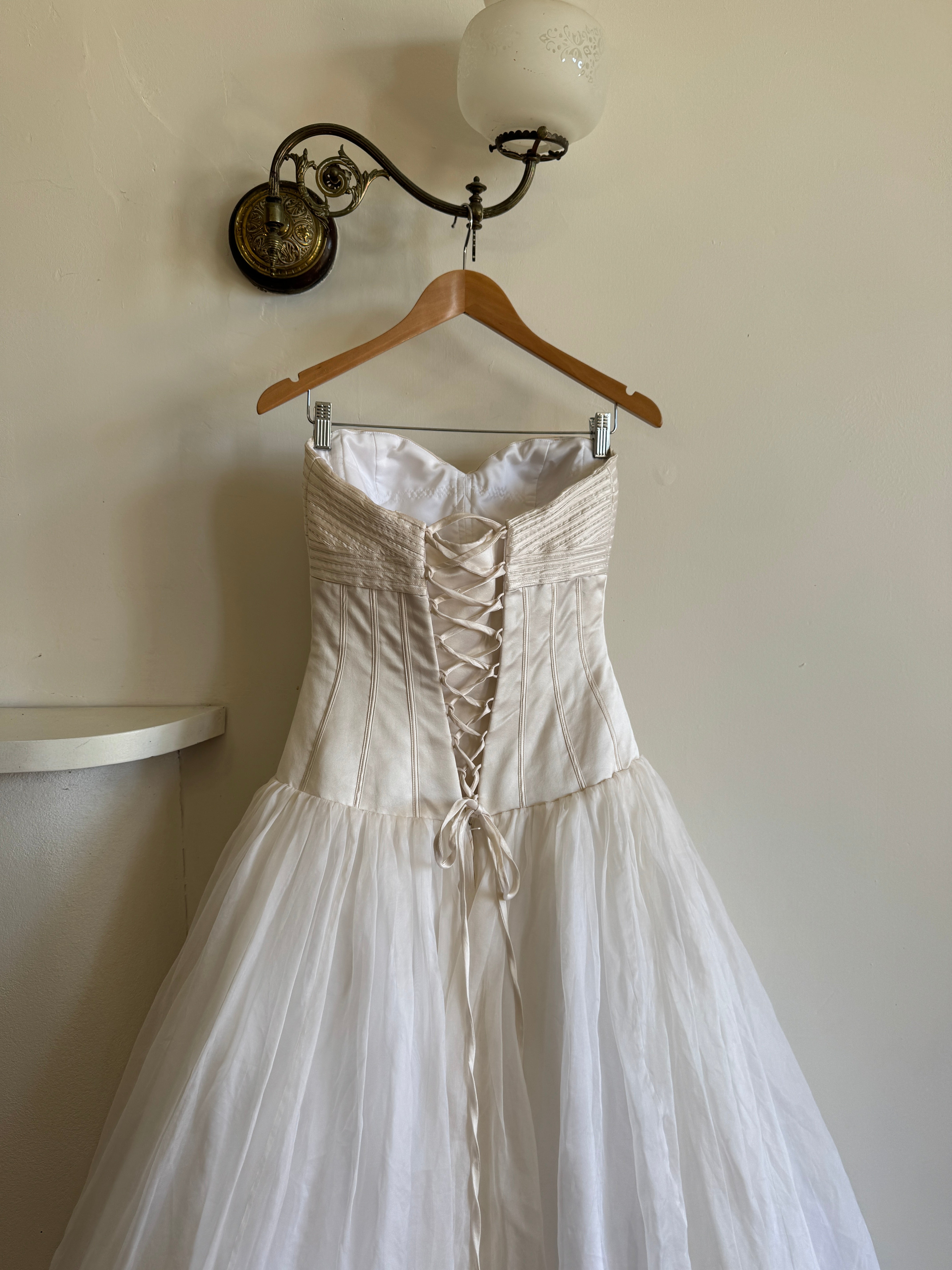 Vintage Y2K Pure Silk Drop Waist Princess Wedding Gown
