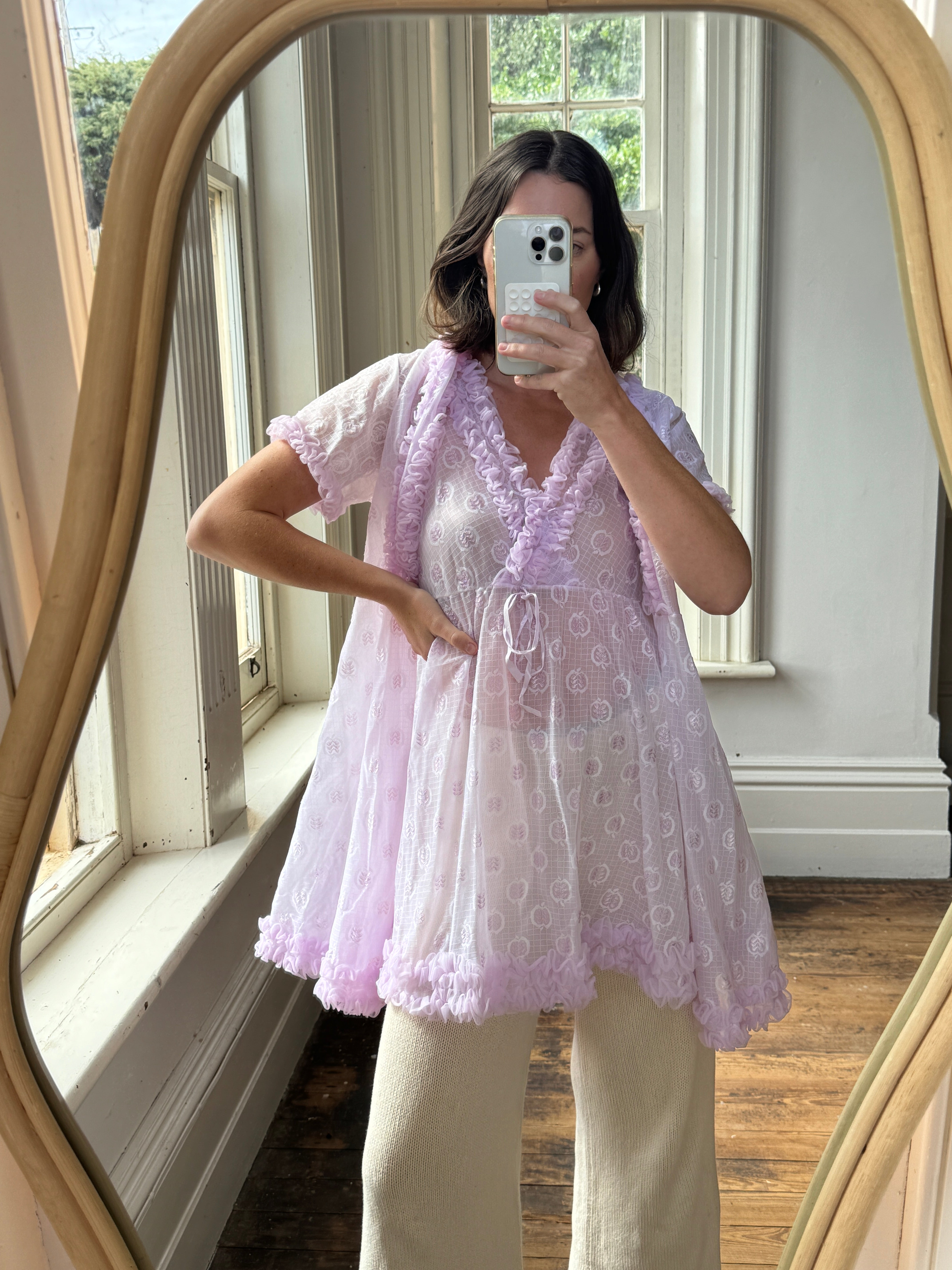 Vintage 50s Frou Frou Lilac Dress and Cape Set