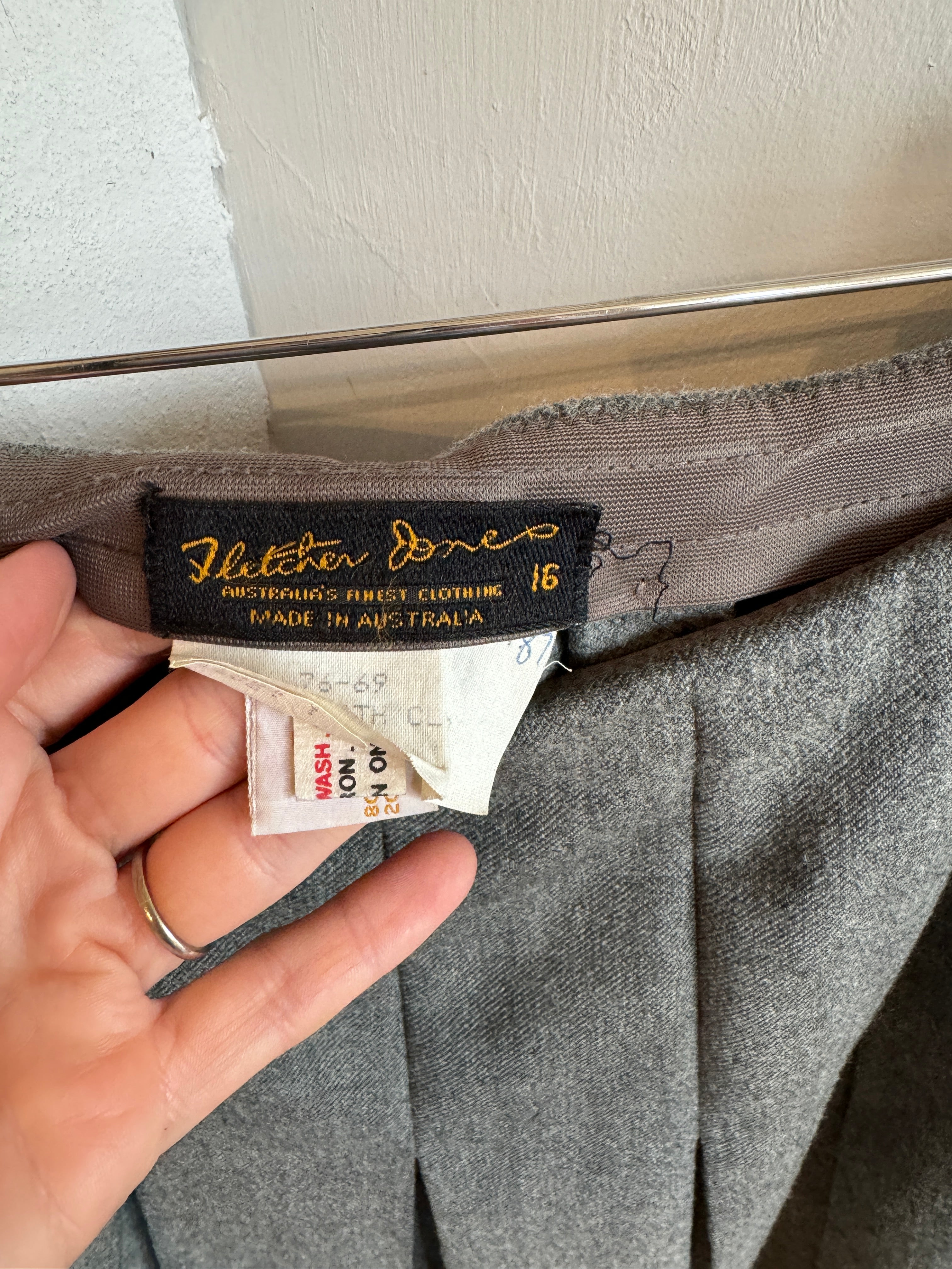 Vintage Wool Pleated Skirt Grey