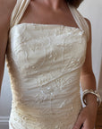 Vintage 90s Beaded Halter Two Piece Bridal Slip Set
