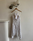Vintage 90s Crochet Linen Handkerchief Halter Dress