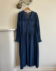 Vintage 80s Giant Collar Chambray Dress Navy