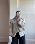 Vintage Grey Marle Fur Cropped Coat