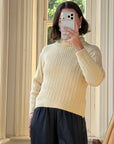 Vintage 90s Australian Pure Wool Cable Knit Jumper Creme