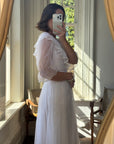 Vintage 70s Polka Chiffon Frill Wedding Dress