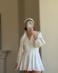 Vintage 70s Satin Jacquard Poet Sleeve Mini Dress