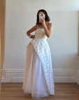 Vintage Y2K Strapless 3D Abstract Floral Wedding Gown