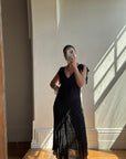 Vintage 90s Crinkle Sheer Fairy Dress Noir
