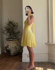 Vintage 90s Pure Silk Banana Mini Dress with Rosette
