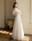 Vintage 70s Lace Prairie Wedding Dress