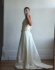 Vintage 90s Italian Bridal Fairy Tulle Embroidered Bustier and Satin Skirt