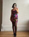 Vintage 90s Rainbow Disco Sequin Party Mini Dress