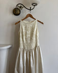 Vintage 90s Brocade High Front Satin Wedding Gown Champagne