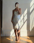 Vintage 90s Pure Silk Pastel Sequin Party Dress