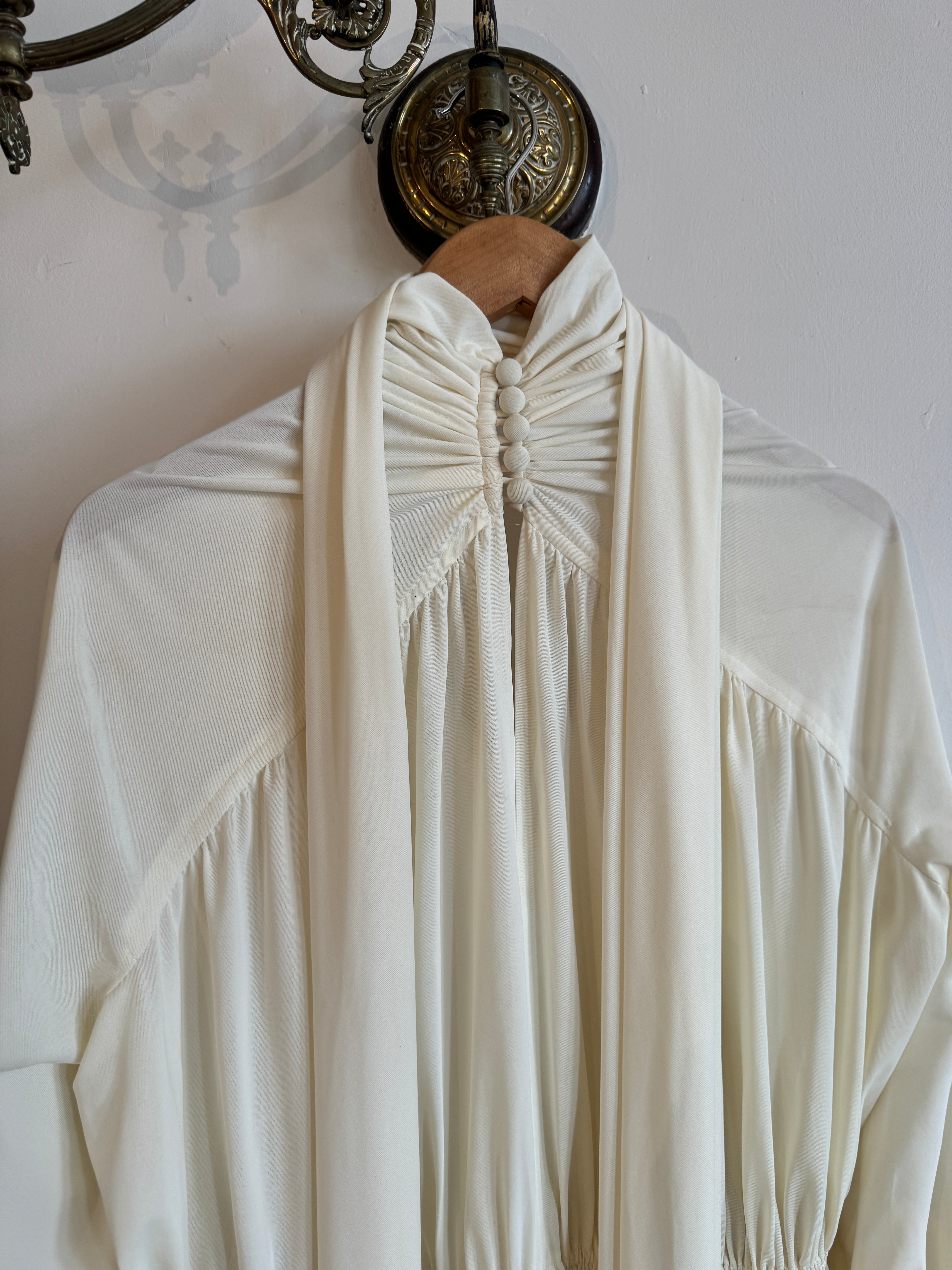 Vintage 70s Drapey Poolside Dress Creme