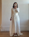 Vintage 40s Jacquard Long Sleeve Wedding Dress