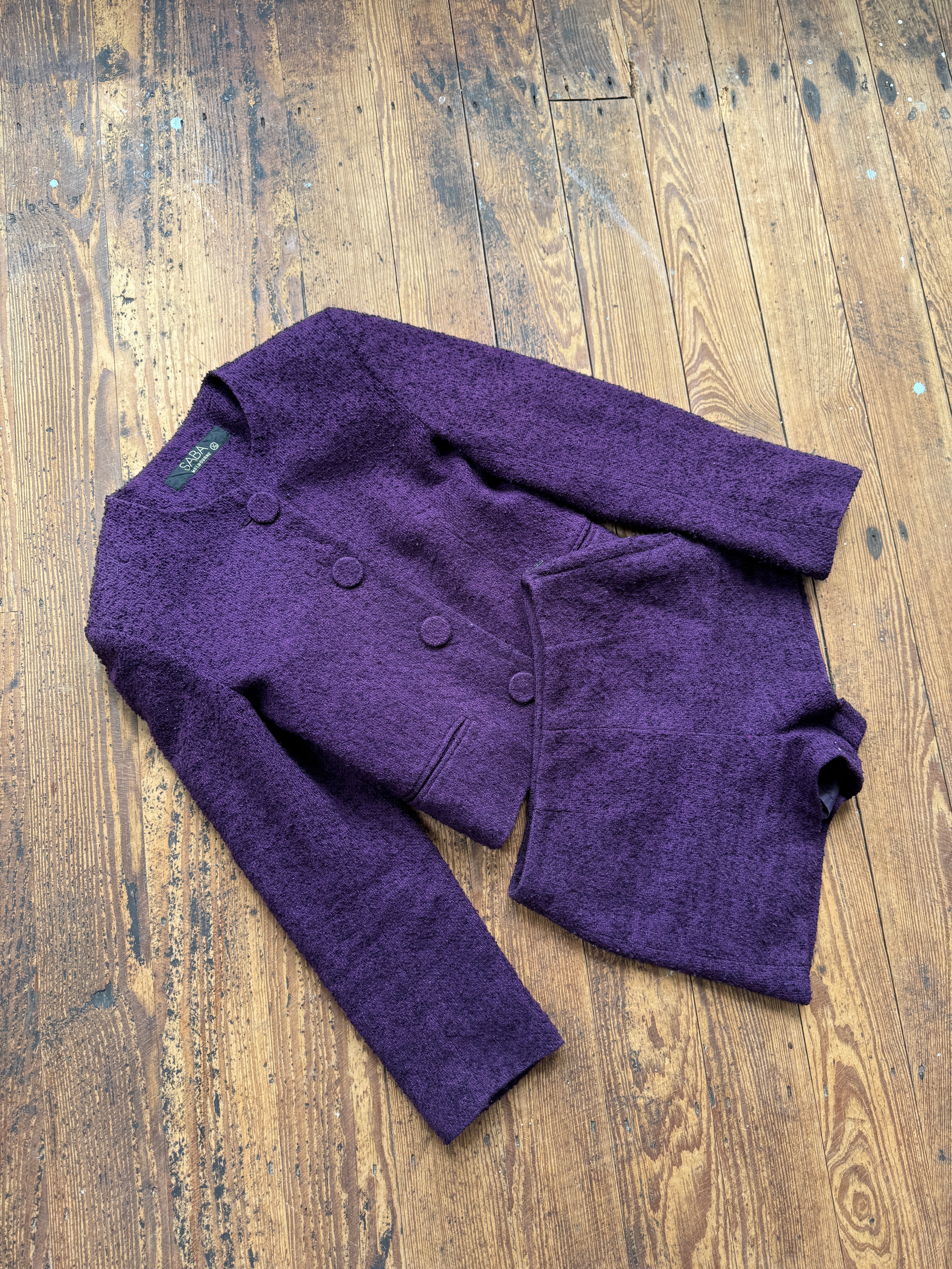 Vintage 90s Eggplant Pure Wool Tailored Two Piece