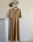 Vintage 70s Silk Blend Crochet Knit Drop Waist Maxi Dress