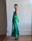 Vintage 70s Hawaiian Sarong Dress Watercolour Floral