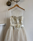 Vintage 50s Gold Brocade and Tulle Wedding Gown