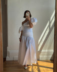 Vintage 80s Asymmetrical Taffeta Drop Waist Wedding Dress