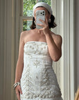 Vintage 90s Strapless Embellished Ruffled Wedding Gown