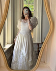 Vintage 80s Lace Satin Sequin Panelled Wedding Gown